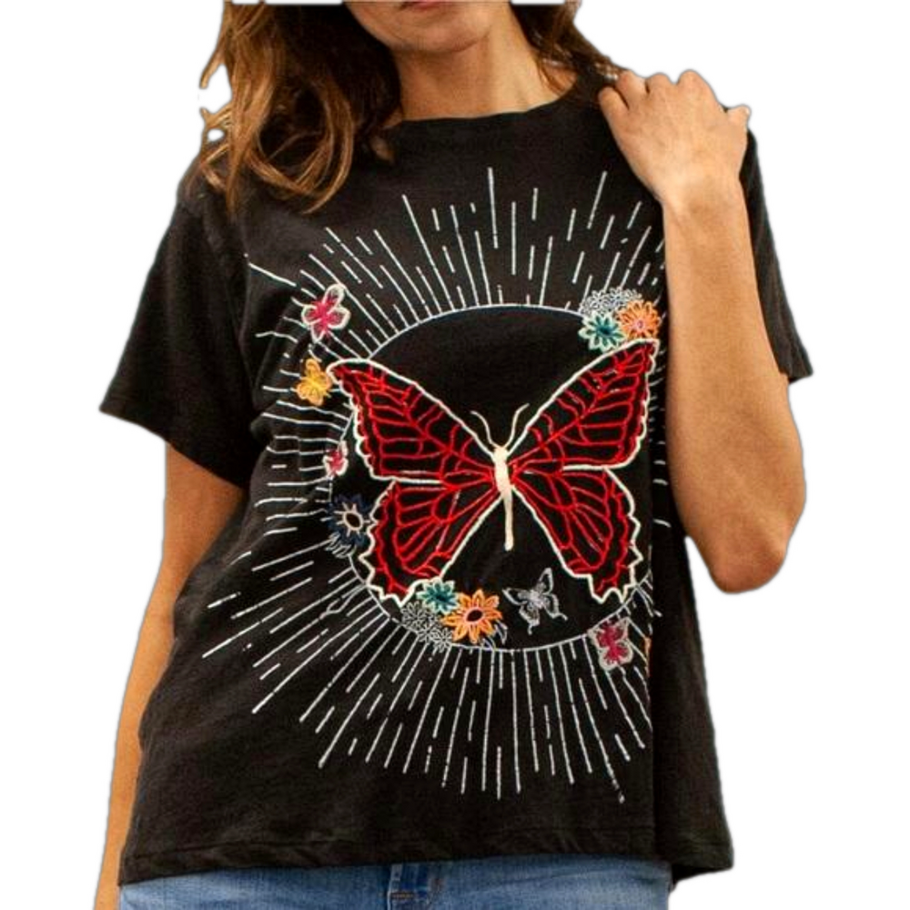 Kyla Seo Short-Sleeve Butterfly Graphic Tee